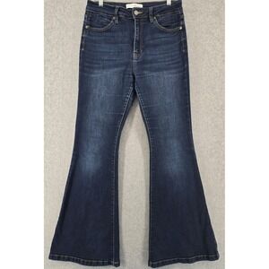 KanCan ROEL High Rise Super Flare Jeans Junior's 9 Dark Blue Denim Hippie 31x32"